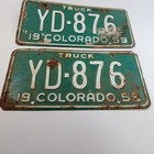 1959 Colorado Truck License Plate Plates Pair   Set Yd-876 50s