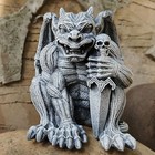 Resin Gargoyle Statue With Intricate Wings And Demonic Skull indoor Outdoor 