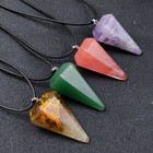 10pcs Gemstone Pendulum Healing Dowsing Reiki Chakra Pendant Necklace Quartz
