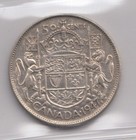 1947 Canada 50 Cents Silver Coin - Iccs Vf30 Curved Right 7