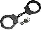Sturdy Black Professional Handcuffs - Double Lock With Standard Police Keys
