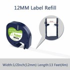 10 Pk Paper Tape For Dymo Letra Tag Lt100t Lt100h Lt 91330 Black On White Label