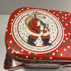 Vintage Christmas Tin Small Basket Box With Handles Red Santa Hong Kong
