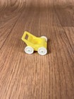 New Vtg  Fisher Price Little People Yellow Stroller Baby Nursery Pram Buggy  761
