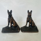 Vintage Cast Iron Belgian Malinois German Shepherd Bookends Dogs Bronze Finish