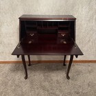 Vintage Mahogany Secretary Desk With Drawer   Brass Handles