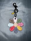 Coach Leather Multi Color Flower Keychain Bag Charm