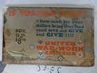 Original Wwi Ymca Ywca United War Work Campaign Nov 11 - 18th Ad Board Sign Rare