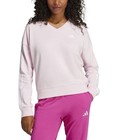 Adidas Essentials Sweatshirt Women s S Pink 3-stripes French Terry V-neck Fts403