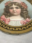 Antique Victorian Chimney Flue Cover Girl Child Portrait Period Clothing Mica