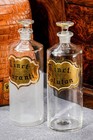 Pair 19th Century Large Antique Hand Painted Apothecary Pharmacy Display Bottles