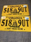  2 virginia Dont Tread On Me License Plate Snake Gadsden Flag Don t Va