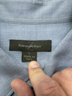 Ermenegildo Zegna Shirt Mens Large Blue Herringbone Luxury Casual Made In Italy