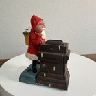 Vintage Christmas Santa At The Chimney Die Cast Iron Mechanical Coin Bank Repro