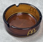 Vintage Mcdonald   s Amber Glass Ashtray 1970s Swirl Bottom Rare Golden Arches