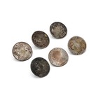 6 Silver Buttons Original Coins 10 Kreuzer Costume 17307