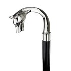 Handcrafted Walking Cane  Brass Silver Tone Wolf Head Handle  Look Chrome Finish