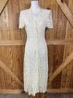 1970s Vintage Lace Victorian Style Bridal Fit   Flare Dress Romantic Cottagecore