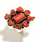 Natural Red Coral Raw Ring Gemstone 925 Sterling Silver Handmade Jewelry
