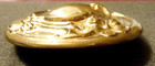 Antique Picture Button  Nouveau Style Hat W Floral Decor Metal Shank 1 7 8 d