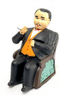 Antique Tammany Cast Iron Mechanical Man In Chair Coin Money Bank Hand Painted