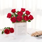 12pcs Red Artificial Silk Roses Long Stem Fake Flower Bouquet Wedding Decor Home