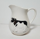 Vintage Otagiri Creamer Pitcher Raised Cow Black White Japan Farmhouse 6 