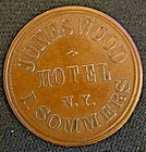 Unc New York  Jones Wood Hotel I Sommers Civil War Token