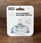 New Comotomo Silicone Replacement Nipples Slow Flow 0-3 Months 2 Pack Clear