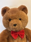 Vintage 1986 Dakin Teddy Bear Plush Brown Red Bow 20  Stuffed Animal