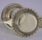 English Solid Sterling Silver Tea Strainer   Drip Bowl Stand 1971