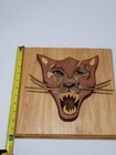 Vintage Wooden Carved 3d Wild Cat Bobcat Cougar Mountain Lion Head Ooak Rare 