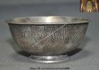 4 2   Chinese Tibetan Silver Lucky Wealth Flower Grass Plant Bowl Statue