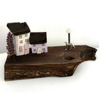 Greyhound Cottage Ornament  Handmade Wood Miniature Coastal Eco House Cottage