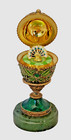 U24098 Vintage Sterling Silver Green Guilloche Enamel Easter Egg With Pe G2u