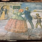 Vintage 1920 French Nabisco Cookie Box Rustic Tin Christmas Snow Tree Scene Rare