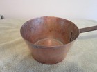 Antique Large 8 3 4  Hand Hammered Copper  Pot With Iron Handle Dovetail Rivets