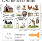 3pcs set Farmhouse Rub On Transfers For Furniture And Crafts 6x12 Inch Farm Them