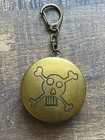 Collapsable Stainless Steel Travel Cup W brass Cover - Skull   Cross Bones