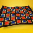 Vintage Granny Square Crochet Afghan Blanket Throw Colorful 44    X 65    Fringe