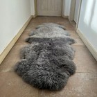 Genuine Australian Double Pelt Grey Sheepskin Rug Soft Natural Wool Fur 2 Pelt