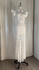 Vintage 1930   s White Lace Bias Cut Dress Wedding Gown Cherry Bakelite Open Back