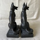 Two Antique 1920 s Paul Herzel Pompeian Bronze Clad German Shepard Dogs Bookends