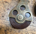 5 Vintage Brass Pulleys   Swivel Snap Hooks