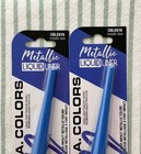 2 Pk La Colors Metallic Blue Cble616 Liquid Eyeliner Fine Tip Brush Precise Eye