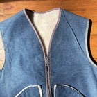 Vintage 1970   s Mid Wash Lined Denim Work Wear Vest - Medium large