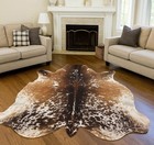 Genuine Cowhide Rug Tricolor Speckled Real Cow Skin Hide Western Decor Area Rug
