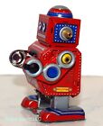 Tin Toy Robot Wind Up Retro Collectible Mini Red Windup Space Toy