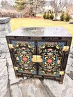 Vintage Chinoiserie Hand-painted Lacquered Cabinet H25xw25xd18   