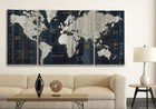 40x80 World 3 Panel Canvas Wall Print Art Map Office Large Travel Picture Gift